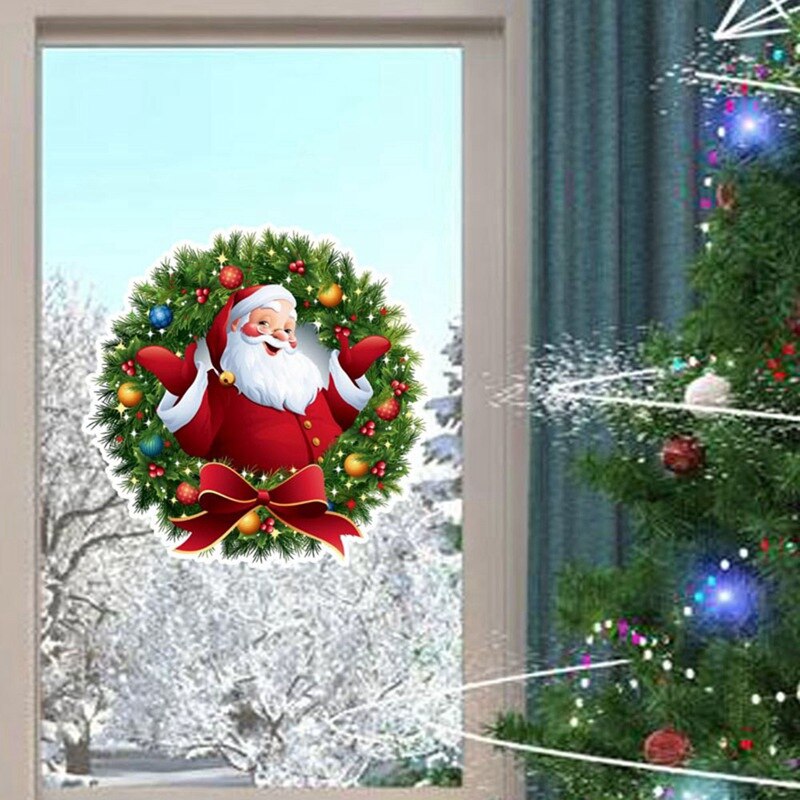 Julemand glædelig jul vægklistermærke julefestival dekoration værelse hjem vindue glasdør år klistermærker 28*28cm