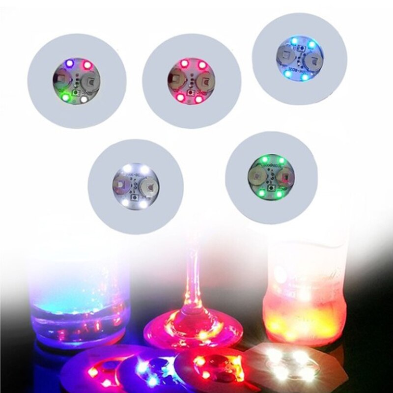 Waterproof Led Luminescent Coasters Bar Ktv Blinking Atmosphere Lamp Luminescent Cup Stickers: White