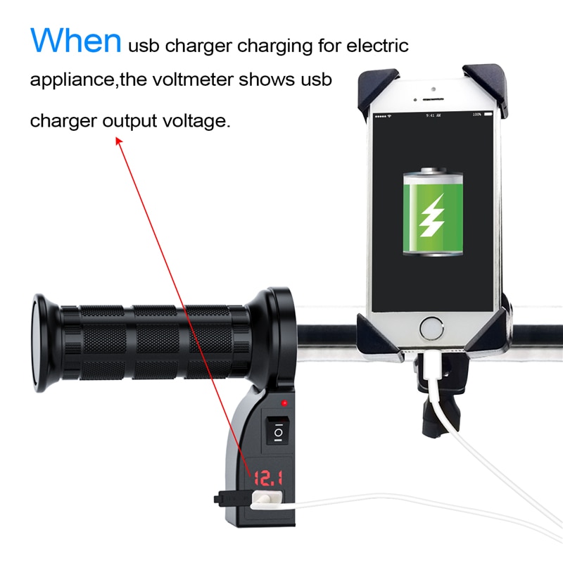 12V moto chauffage électrique Modification avec interrupteur affichage numérique poignée couverture réglable haute et basse température