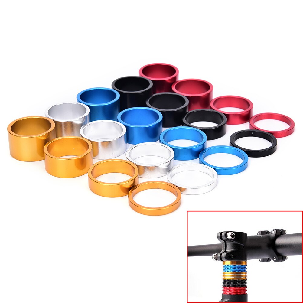 Alumiinihaarukka aluslevy metalliseos kuulokkeet varsi spacer maantiepyörä 4 kpl/setti 5/10/15/20mm 28.6mm korkki mtb pyöräilyyn