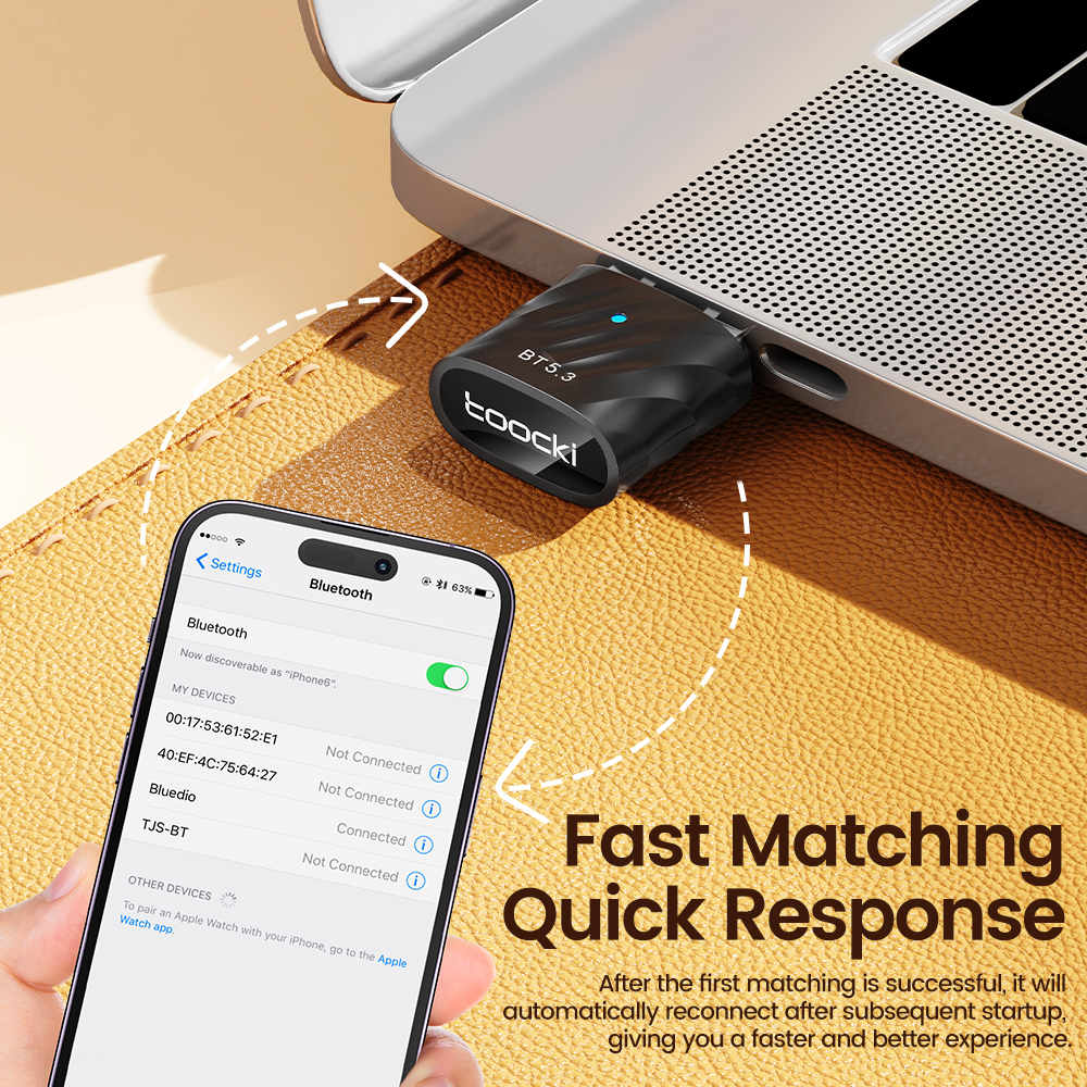 Toocki Bluetooth 5.3 USB Adapter Connector For Laptop Speaker Wireless Mouse Keyboard Music Audio Receiver USB Mini Transmitter