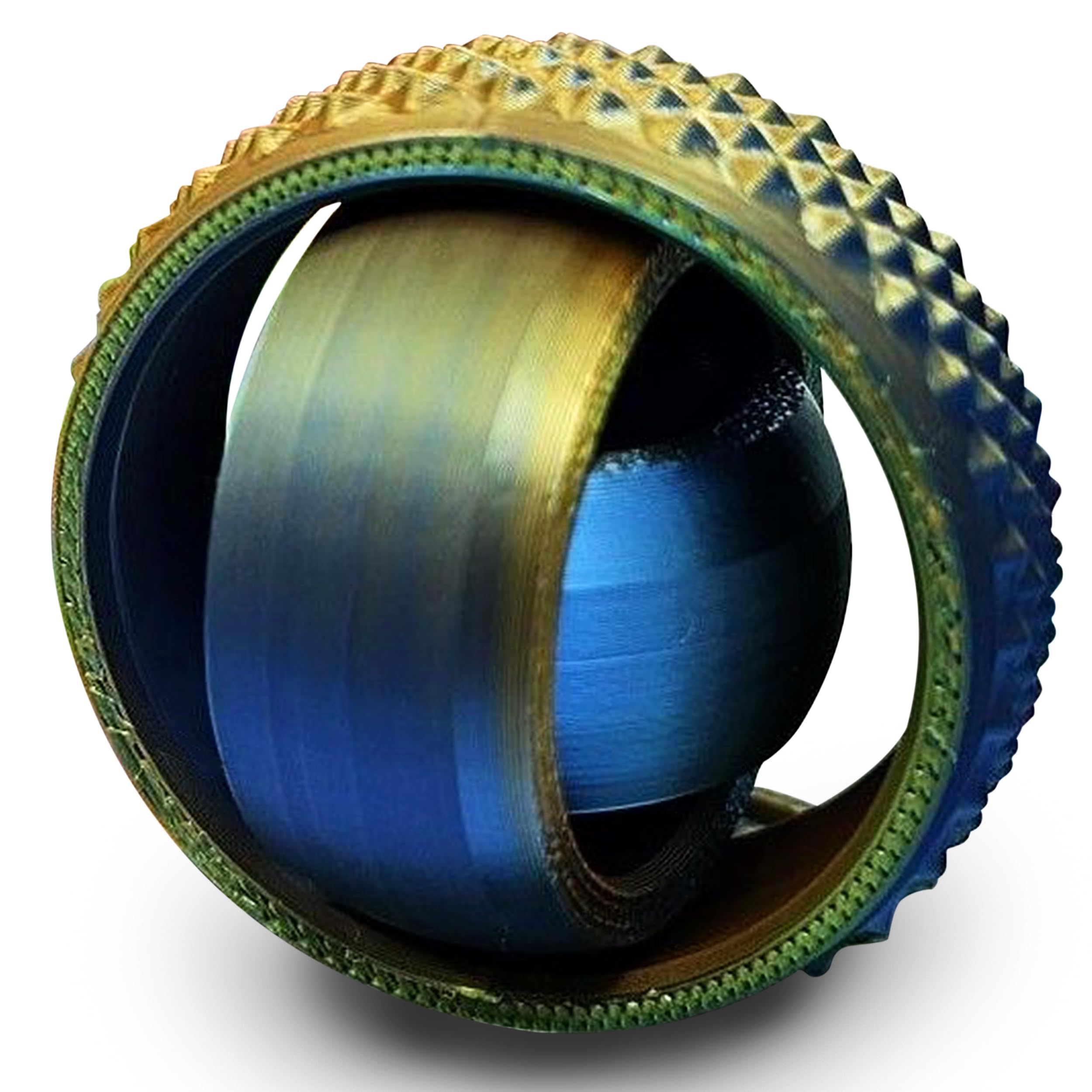 Novo brinquedo de bola rotativa impressa em 3d, giroscópio universal em forma de o, rotação por gravidade, alívio de ansiedade, descompressão, brinquedo legal: Luz amarela