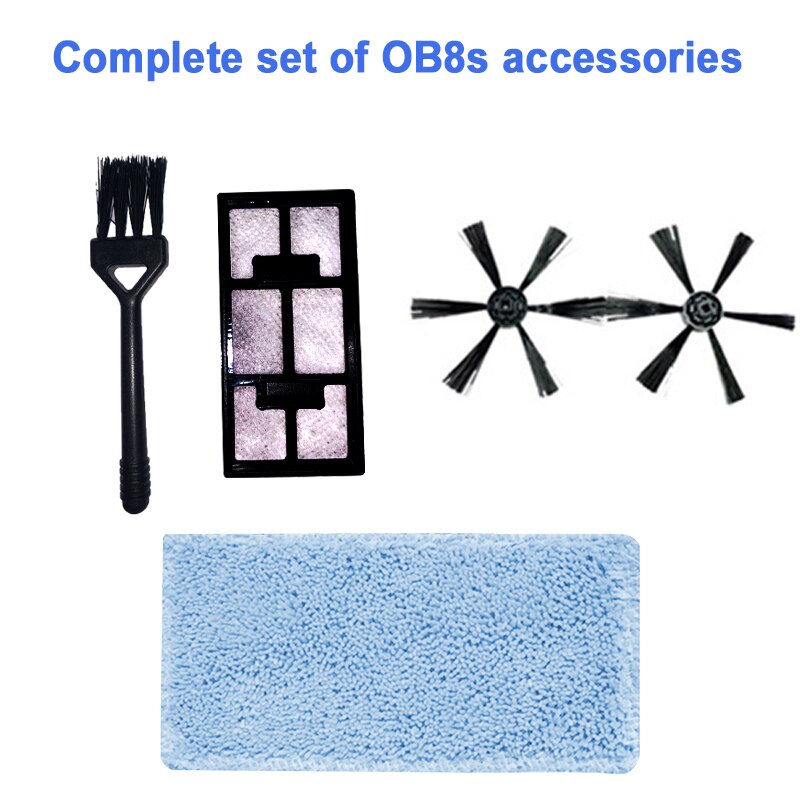 BowAi OB8s Robot aspirateur vadrouille brosse côté brosse filtre élément ensemble d'accessoires: Default Title