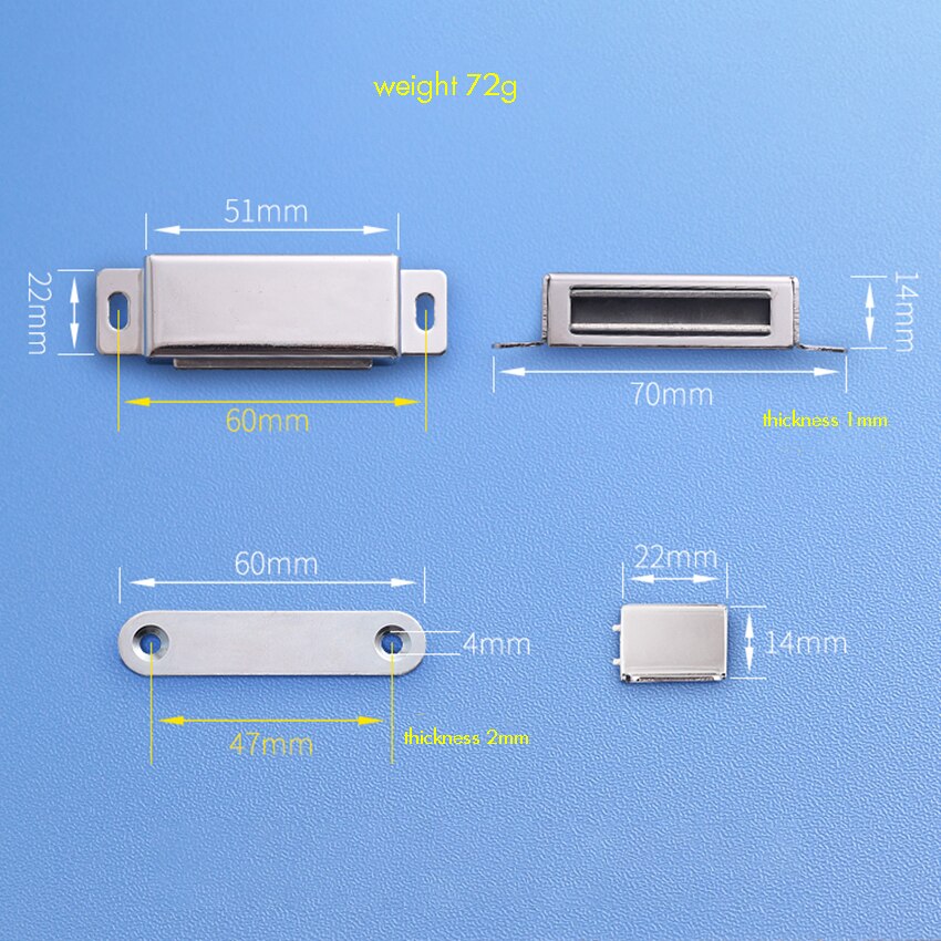 60mm Stainless Steel Cabinet Door Catch- 25kg Magnetic Catch for Kitchen Cupboard Wardrobe Closures Cabinet Door Drawer Latch