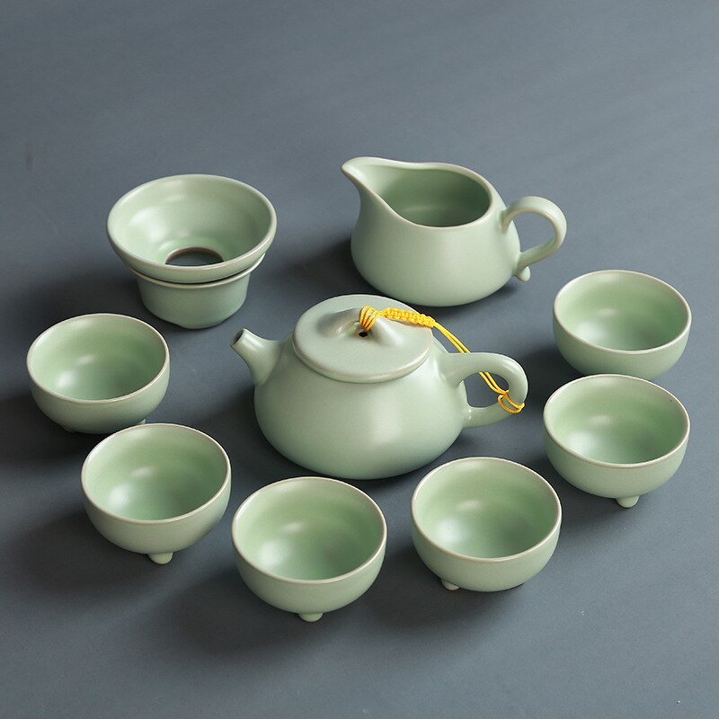 Keramische Kung Fu Thee Set Theewaar Theepot Kopje Thee Thee Zetgroep Gaiwan Aardewerk Thee Pot En Cup Set Chinese Thee set Thee Cup Set Van 6: SHIHU
