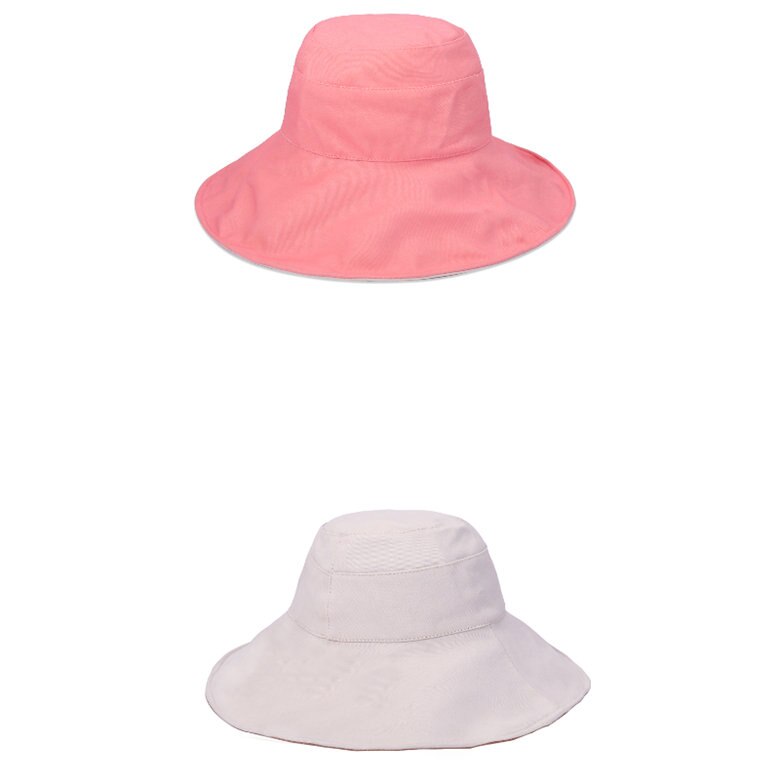 Gorros de doble cara para mujer, gorra de Sol de ala grande, sombrero de playa de verano: DARK PINK