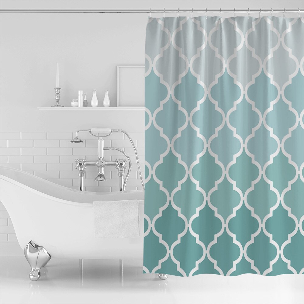 Geometrische Blauw Groen Gradiënt Turquoise Douchegordijn Waterdicht Polyester Douchegordijnen voor Badkamer Decor