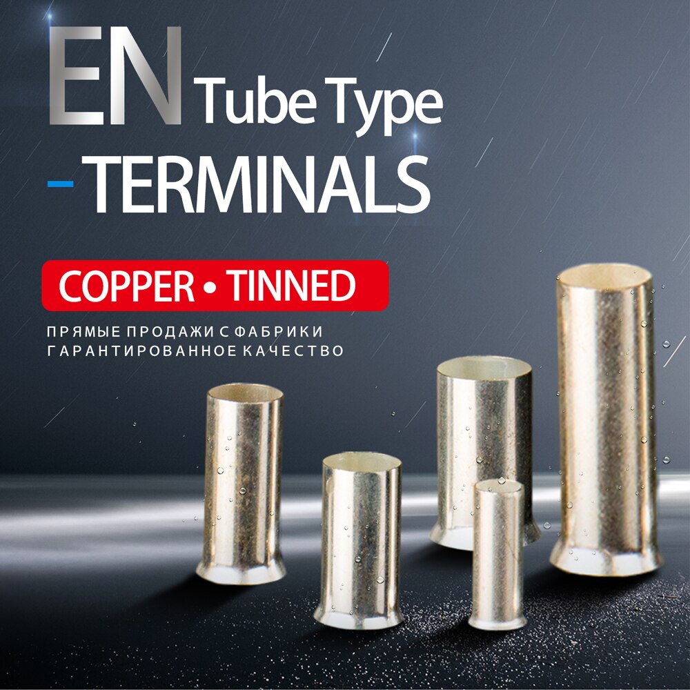 100Stck EN25-16 Draht Stecker Aderendhülsen Elektrische Kabel Terminal Kupfer nackt Verzinnt crimpen Terminal 25mm2-50mm2 AWG 4-1