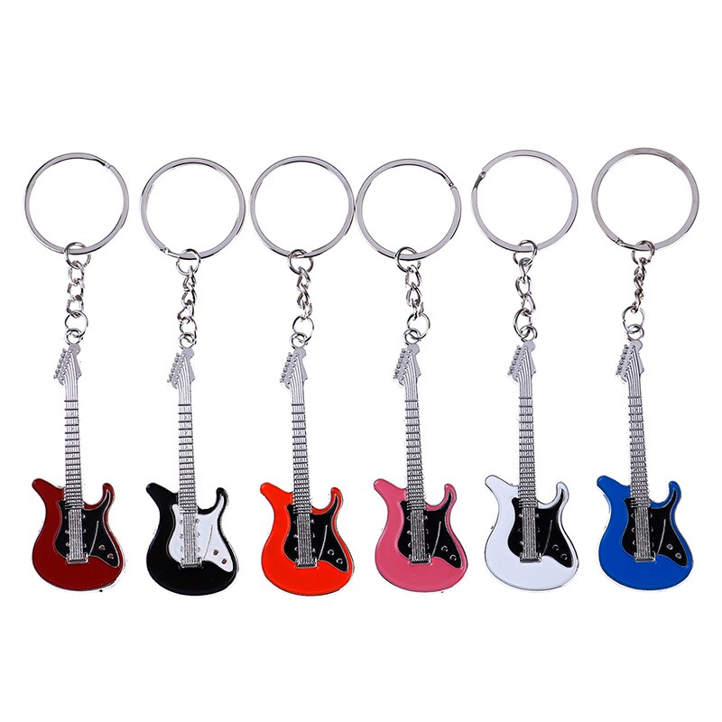 1Pcs Guitar Key Chain Set Metal Electric Guitar Mini Keychain Key Chain Key Ring