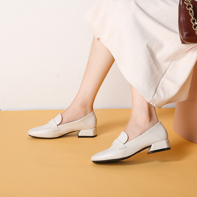 Tacchi bassi Scarpe Da Donna Grande Formato Casual Mocassini In Pelle Pompa Punta Quadrata Diapositiva Scivolare su Scarpe Basse Oxford De Mujer 2020