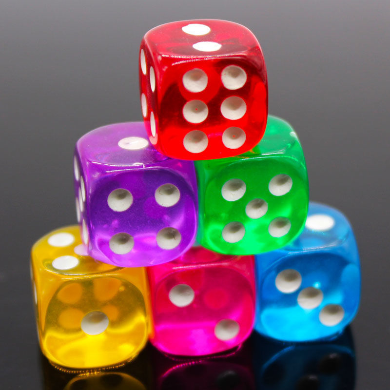Dobbelstenen Set 10 Kleuren Acryl 6 Zijdige Transparante Dobbelstenen Voor Club/Party/Familie Games 14Mm