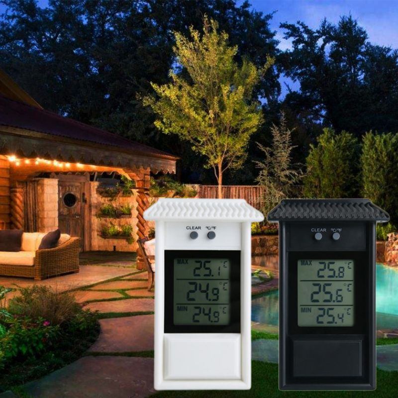 LCD Digital Indoor/Outdoor Waterproof Thermometer Garden GreenHouse Wall Temperature Measurement Max Min Value Display C7AC