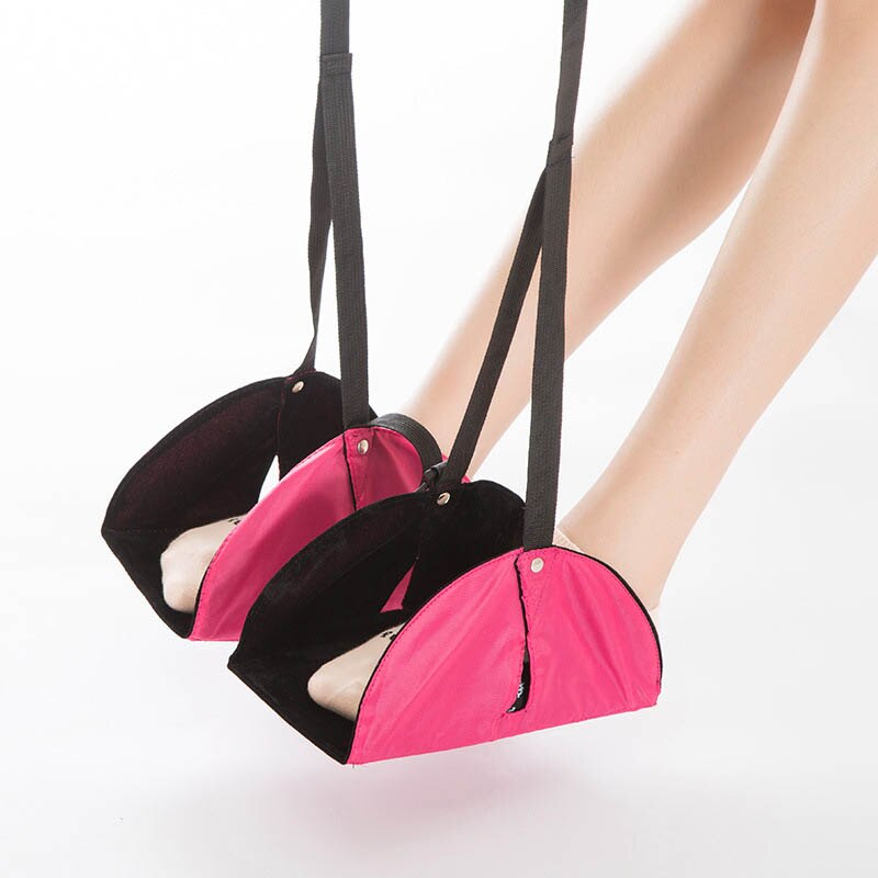 Outdoor Portable Footrest Polyester Flight Foot Rest Pillows Travel Airplane Leg Hammock Relieve Feet Swelling Footrest: double rose