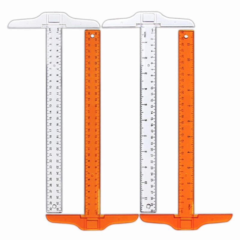 2 kpl 30cm t-neliön kaksipuolinen asteikko t-muotoinen viivain muovinen mittaustyökalu piirtämiseen ja yleiseen taittotyöskentelyyn - tuuma/cm
