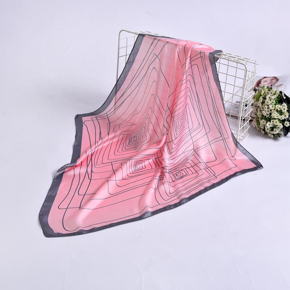 Dames bedrukte onregelmatige geometrie multifunctionele handgreep tas haar wraps zakdoek hoofdbandana imitatiezijde vierkante hijab sjaal