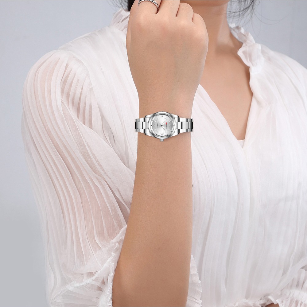 Kleine Horloge Voor Vrouwen Armband Horloge Dame Luxe Diamant Jurk Quartz Klok Mode Zilver Stalen Band Waterdicht Horloges