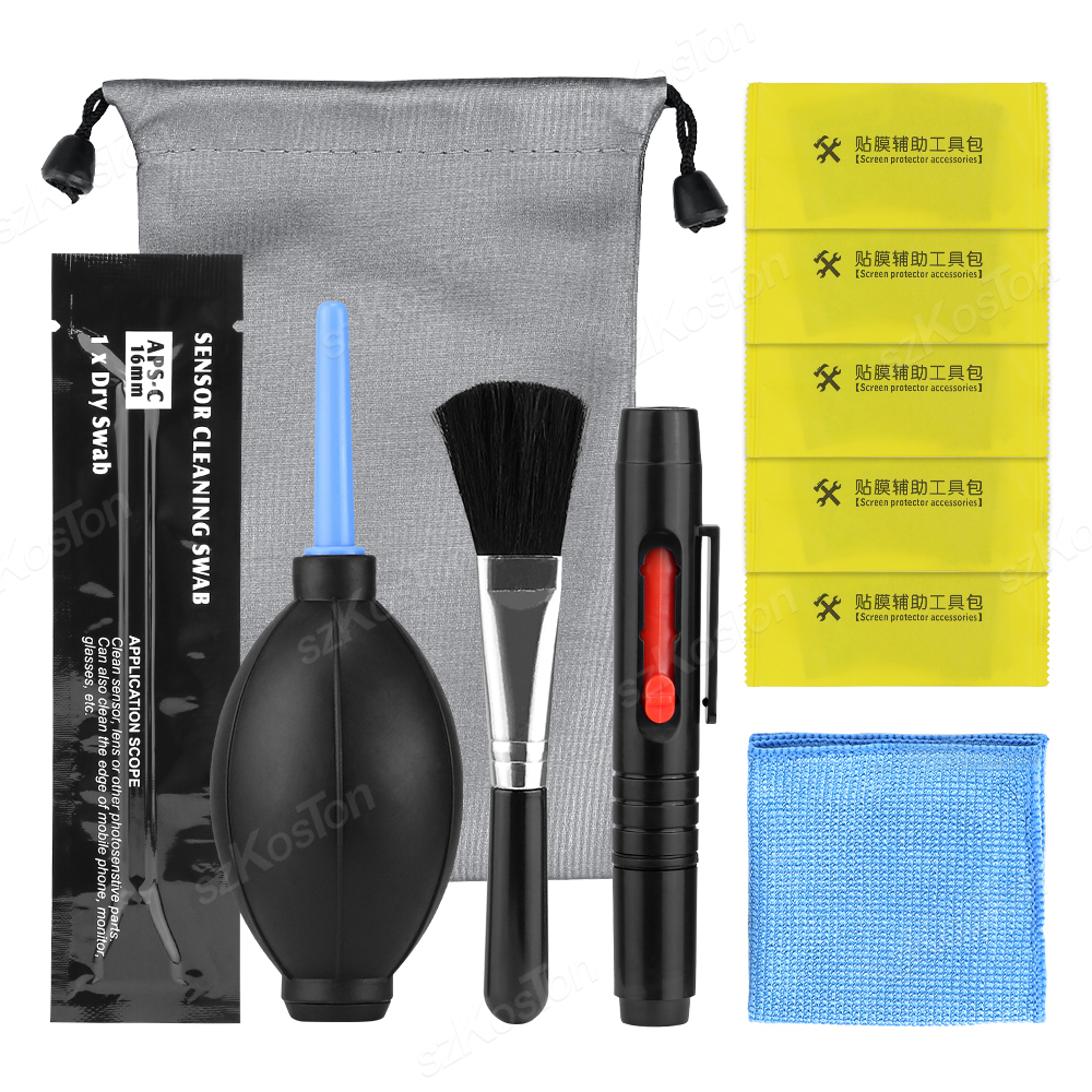 DSLR Camera Cleaning Kit with Cleaning Swabs Microfiber Cloths Camera Cleaning Pen for Camera Lens Optical Lens: black