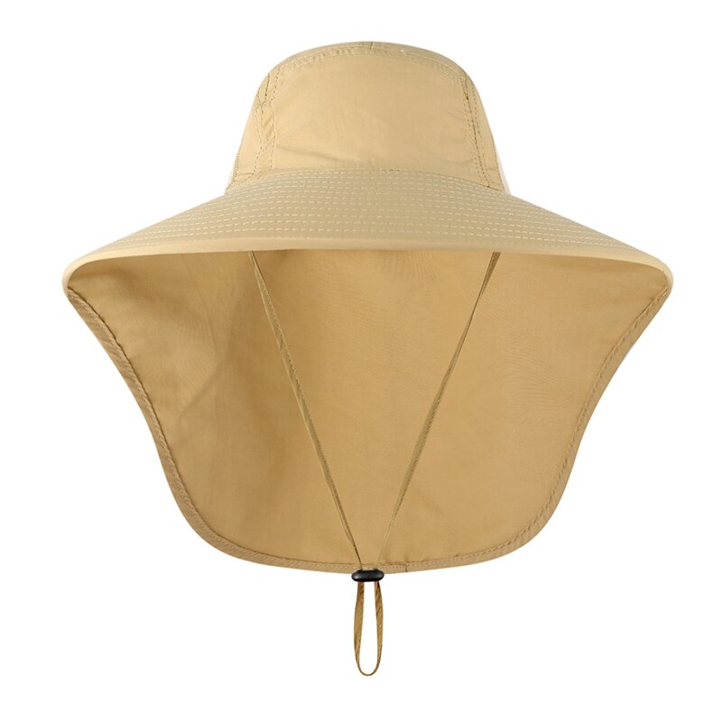 Udendørs fiskeklappe hætte bred brede solskærm foldbart mesh svedbånd halsdæksel spand hat camping cap: K