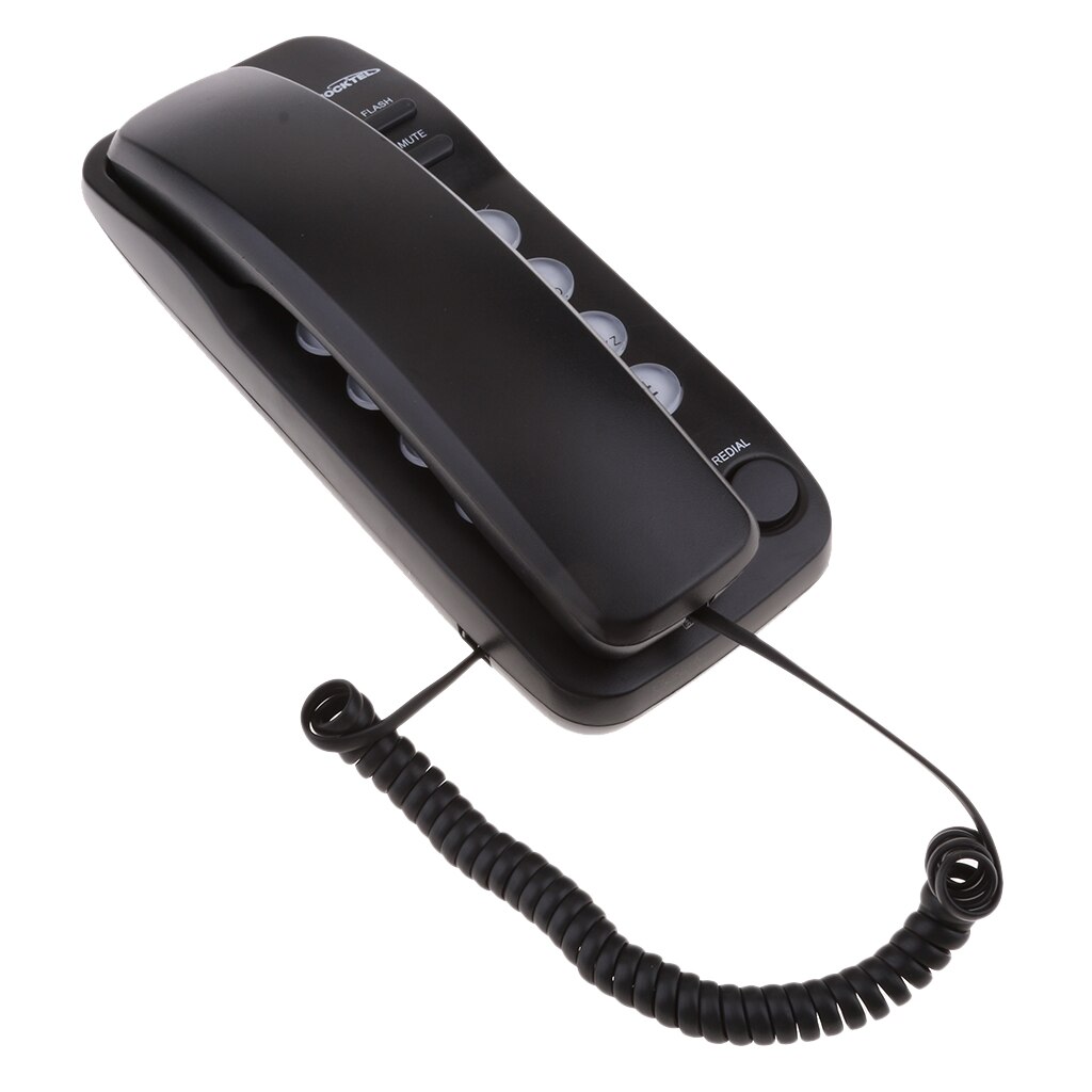 Mini telefone de parede com fio, durável, telefone de mesa, escritório, casa: Preto