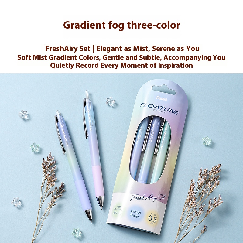 Pentel FLOATUNE Pastelowy długopis żelowy 0,5 mm z cienką końcówką Lekki pręt mgły Odporny na rozmazywanie czarny długopis robić notatek Dziennik Estetyczne artykuły papiernicze