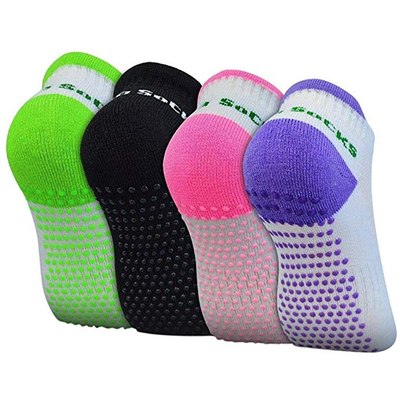 4 coppia di Silicone Dot Cotone di Slittamento Non Skid Yoga Pilates Calzini e Calzettoni con Prese di Cotone per le Donne Pieno Punta di Taglio Basso non Skid Barre Calzini e Calzettoni: Default Title