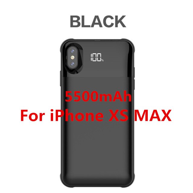 Funda magnética inalámbrica para teléfono móvil iPhone X/XS, funda con cargador portátil para móvil iPhone XR/XS Max: Black For XS MAX