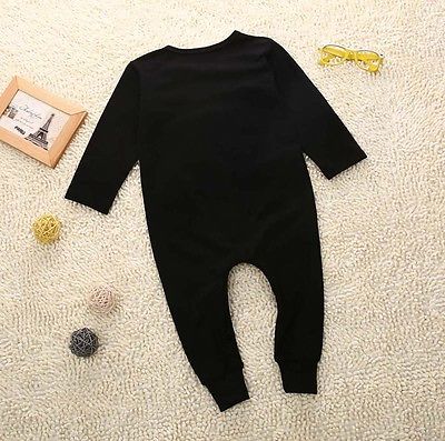 schwarz Kühlen Neugeborenen Baby-Body Long Sleeve Overall Kleidung Outfit