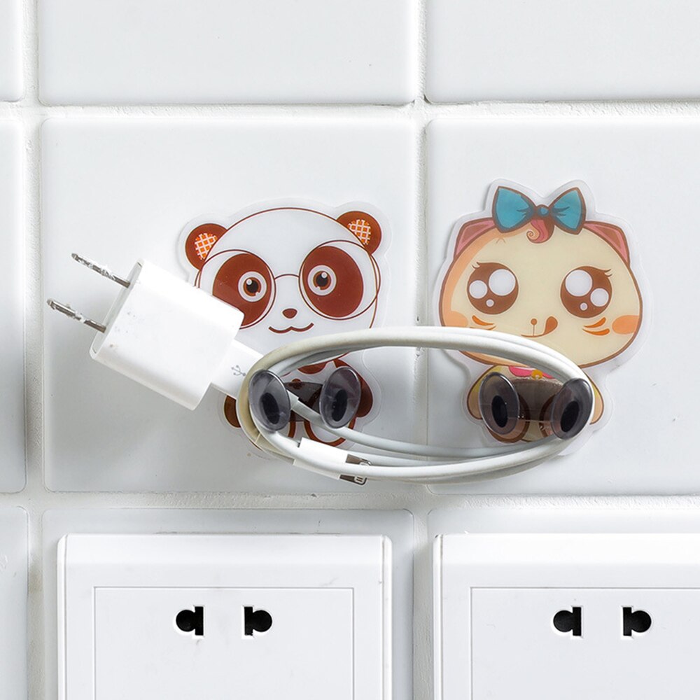Multi-Purpose Hooks Power Cord Plug Bracket Wall Mounted Cartoon Animals Adhesive Strength Shelf Hook Socket Storage Rack Holder