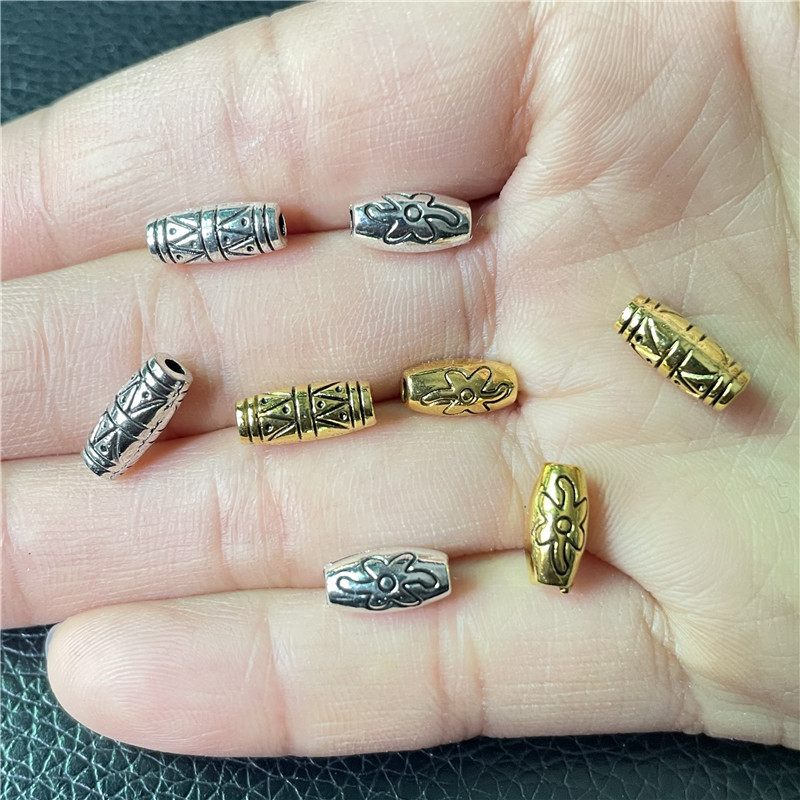 JunKang-Cuentas de grano de arroz con patrón tallado, accesorios para collar, pulsera hecha a mano, bricolaje, , 20 Uds.