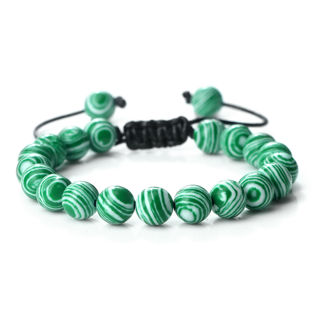 Colorful 8mm Malachite Braided Bracelet Women Men Adjustable Couple Bracelet&Bangles Friendship Pulsera Jewelry: REDDISH BROWN