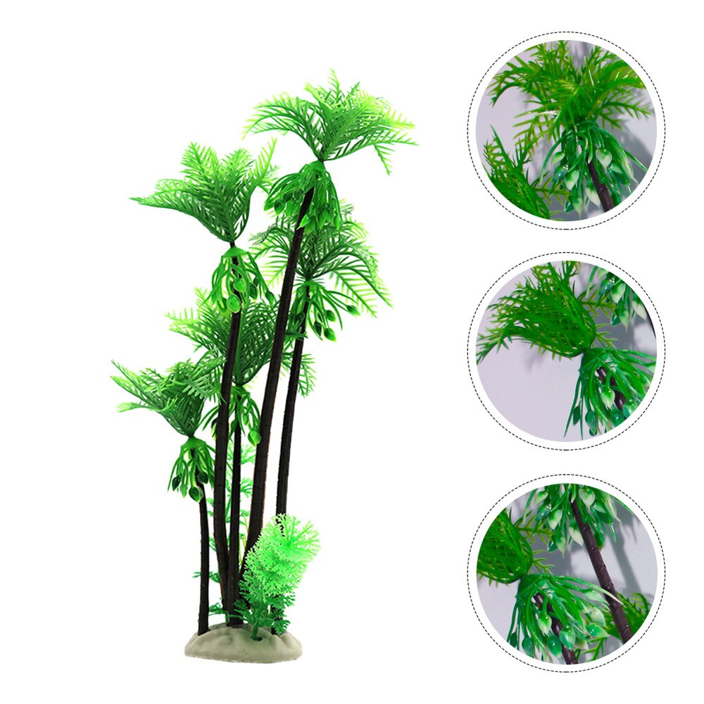 1Pc Waterplanten Ornament Kokospalm Ornament Aquarium Decoratie Kunstmatige Ornament Decor Voor Thuis Aquarium