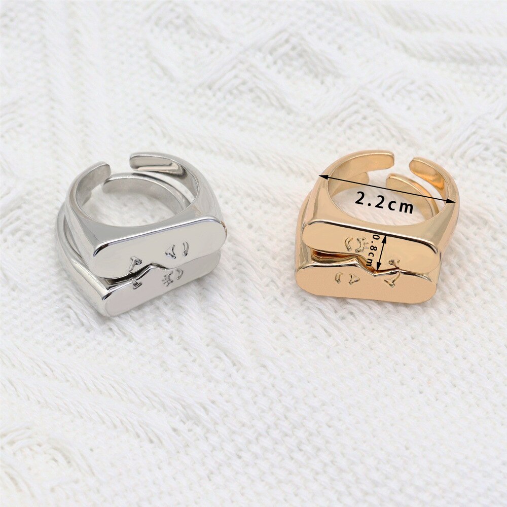 Anillos de boda de compromiso para mujer, joyería de apertura de Metal Emo con cara romántica Punk, de 2022 Ins,