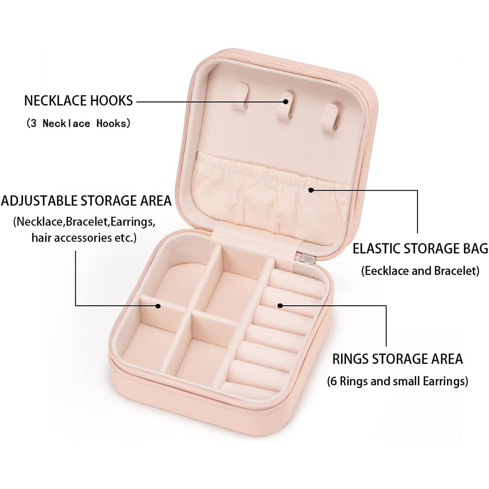 Mini soporte de almacenamiento de joyería portátil de viaje para anillos, pendientes, collares, pulseras, brazaletes, cajas organizadoras para niñas y mujeres