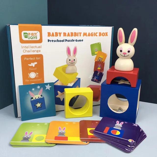 Holz kaninchen baby intelligenz magic box baby der interaktion frühen lehre spiele intelligenz spielzeug Frühen bildung smart