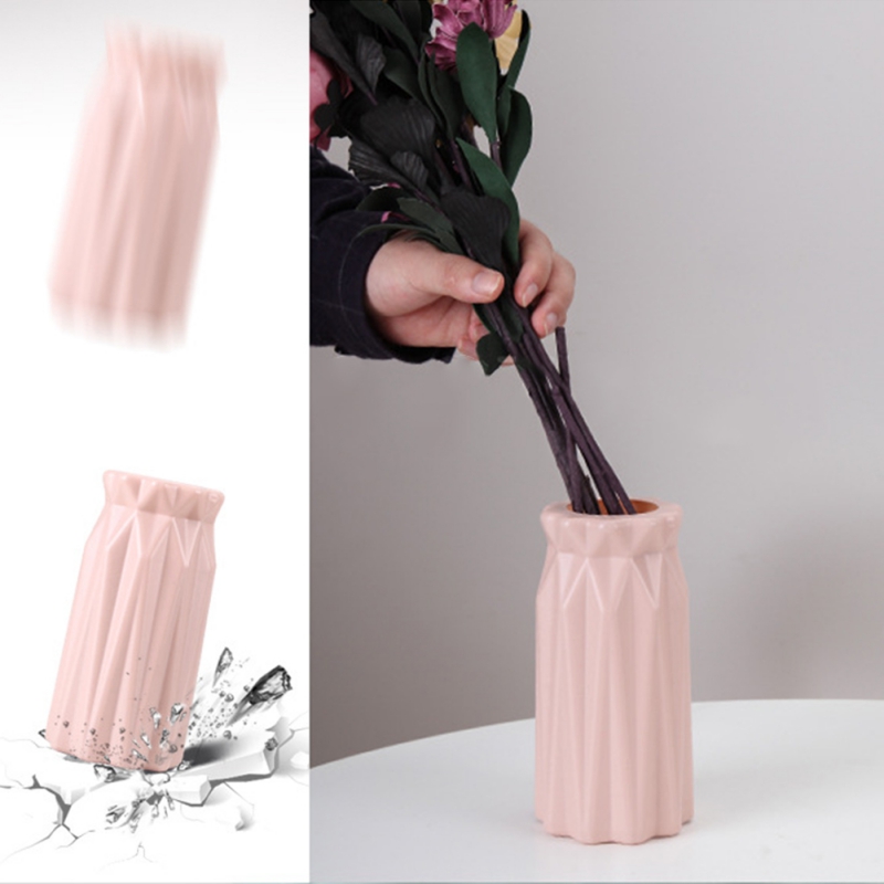 Vaas PE Plastic Slip Vallen Draagbare Huishoudelijke Unieke Vaas Bloemstuk Container Woondecoratie Origami Wit
