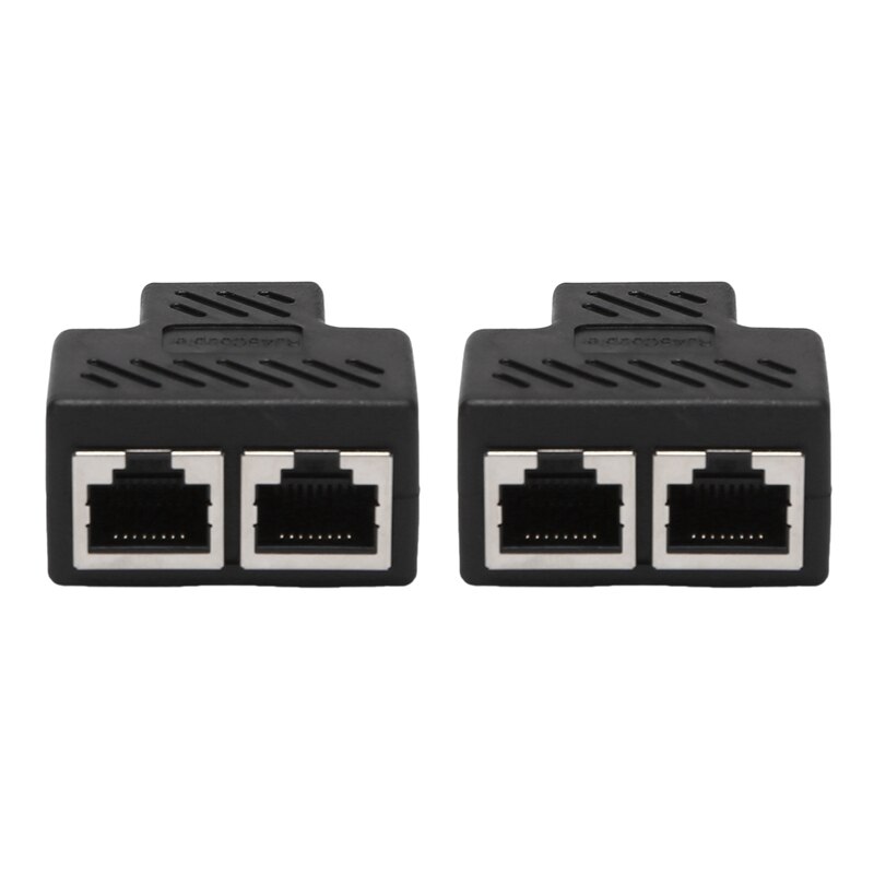 2 Port RJ45 Splitter Adapter LAN Network Ethernet Extender Connector Plug Lot 2Pcs