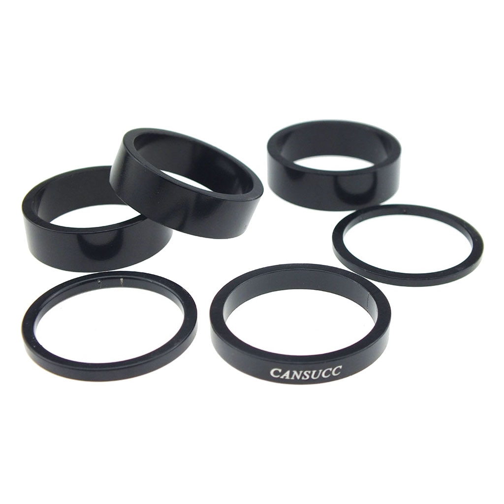 Sett  av 6 sykkel sykkelhodesett avstandsstykker avstandsstykker gaffelskive 2mm/3mm/5mm/10mm,  svart