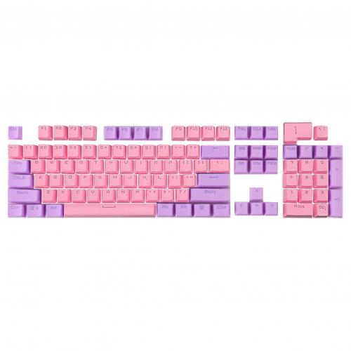 104Pcs/1 Set ABS Dual Colors Backlight Keycaps English Replacement Button Set for Game Keyboard Key Cap Switches: Purple Pink