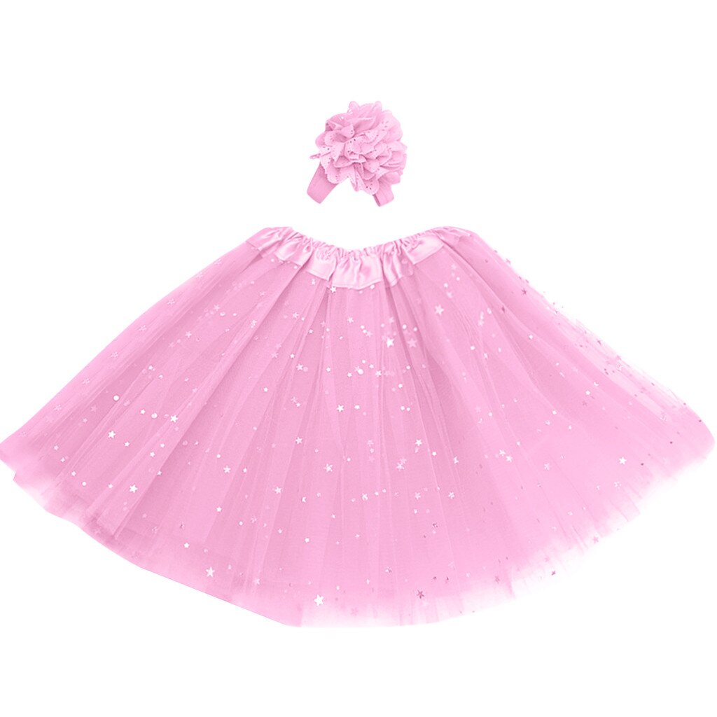 Kinder Mädchen Petticoat Paillette Stern Pettiskirt Haar Band Tutu Rock Dancewear roten tutu rock kinder röcke rock für kinder mädchen: Pink 
