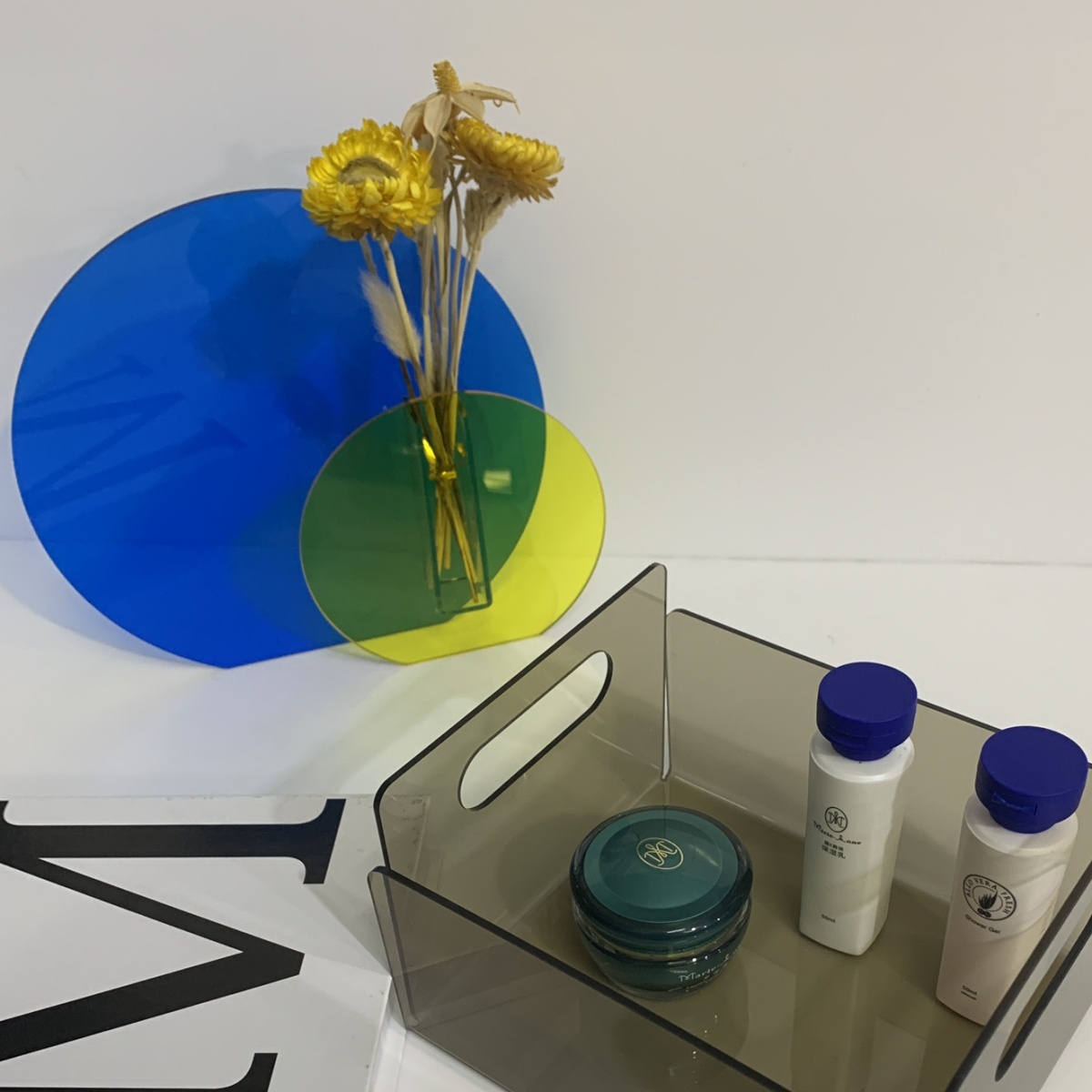 Contenedores de almacenamiento de tocador de maquillaje acrílico, organizador de nevera, caja de organización de despensa de Color, organizadores de gabinete, bandeja de estantería de baño
