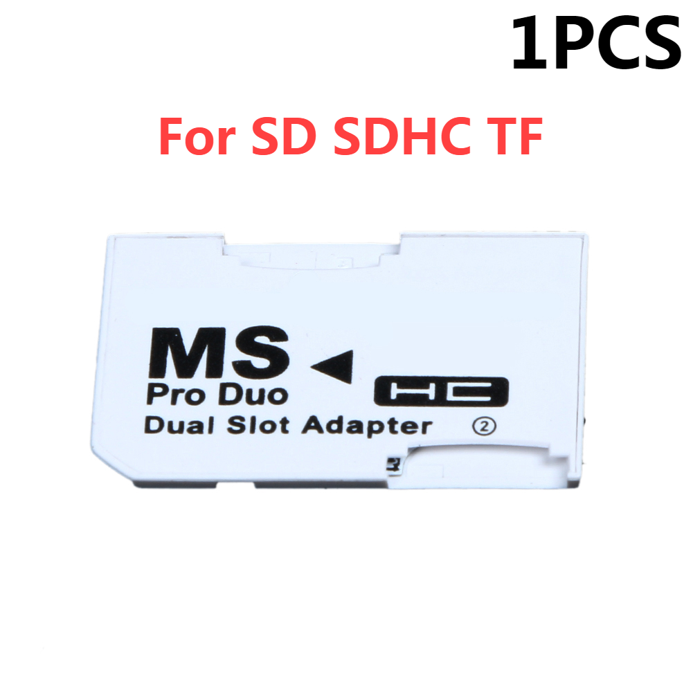 Adaptador de tarjeta de memoria TF a MS, 2-1 piezas, Plug and Play, Mini Memory Stick Pro Duo, lector de ranura Dual para tarjeta PSP: Blanco