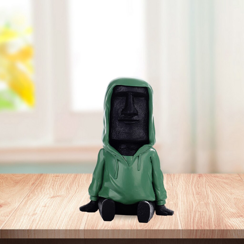 1PC Easter Island Statue Decor Retro Style Massive Megalith Ahu Akivi Monolith Moai Head Sculpture for Bedroom Ornaments: Black F