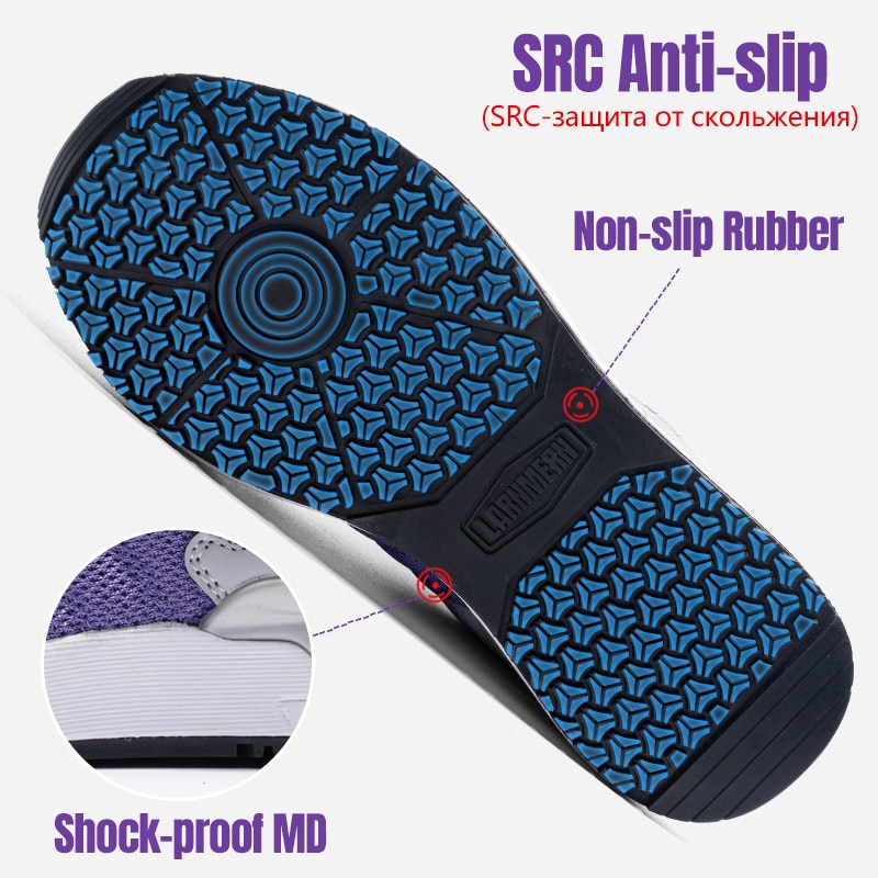 LARNMERN-zapatos de seguridad con punta de acero para mujer, zapatillas de trabajo SRC antideslizantes, antiestáticas, reflectantes y antiperforación