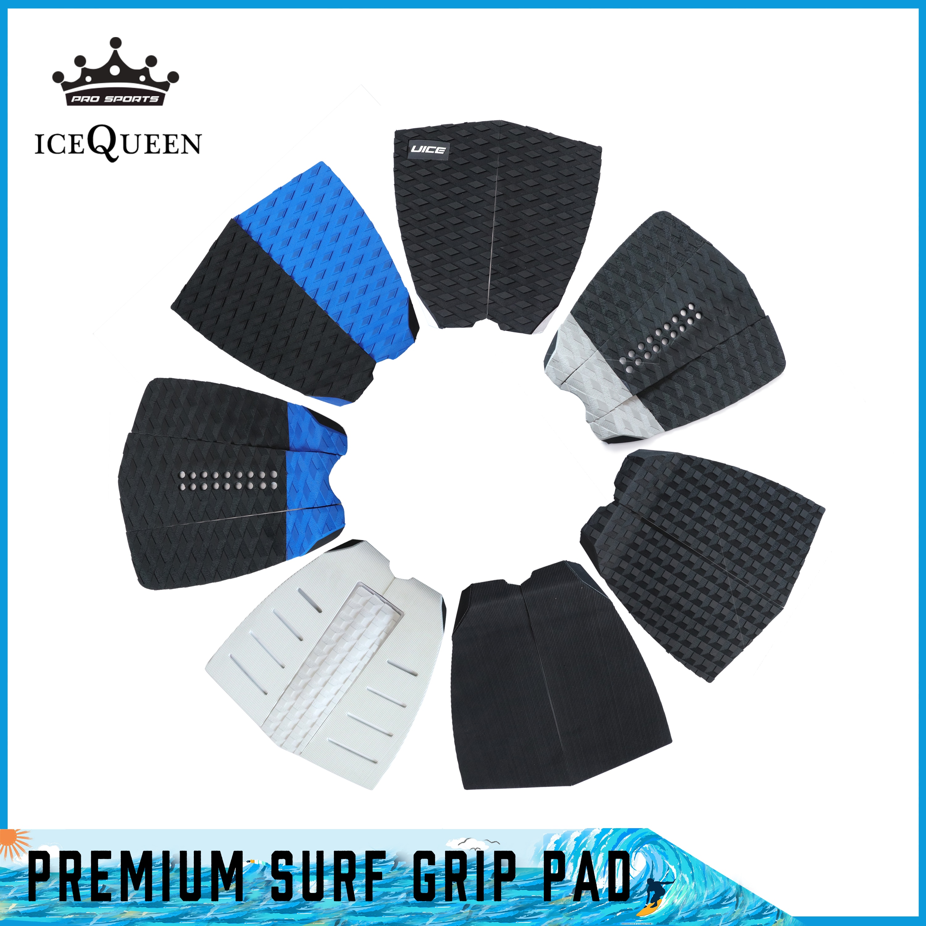 ! Traction Pad - 3 Piece/2 Piece Stomp Pad for Surfing and Skimboard with the Stickiest 3M Adhesive Grips All Boards