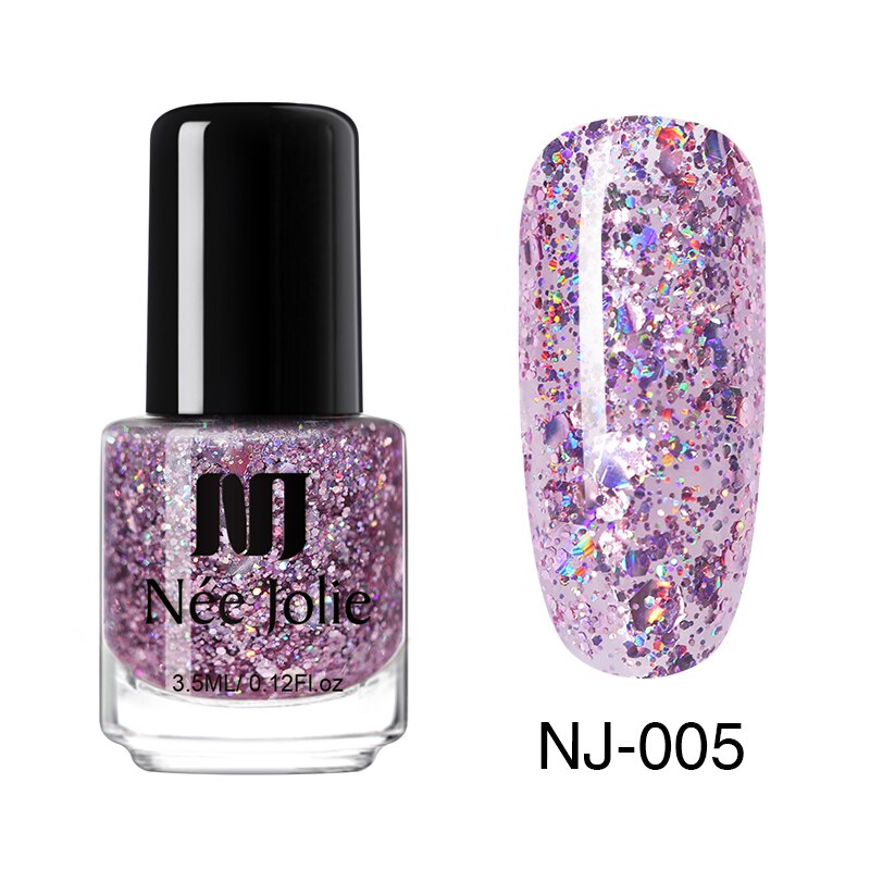 Nee jolie 12 färger nagellack roséguld glitter paljetter gradient serie shimmer flake för nail art diy 3.5ml: Nj -005