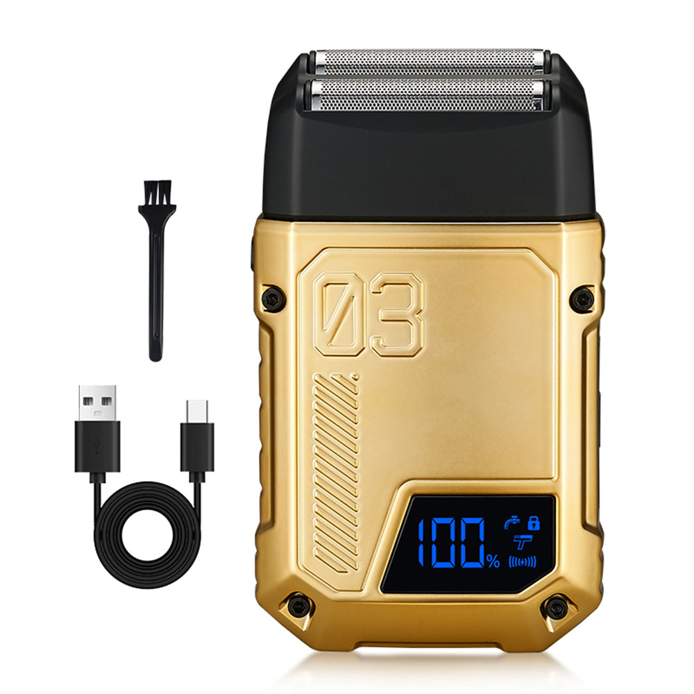 Rasoir électrique USB pour hommes, avec un temps de rasage fluide et confortable, adapté à la coupe et au nettoyage du visage: Or