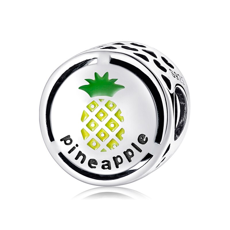 925 Sterling Sliver Yellow Enamel Apple Pear Banana Charms Beads Fits Original European Charms Bracelet Bangles DIY Jewelry: PC0353