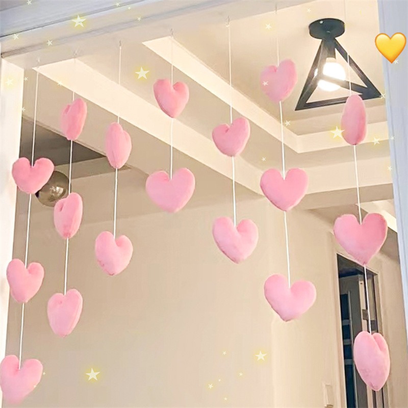 Cortina en forma de corazón para decoración de puerta, colgante de cuerda para sala de estar, alta belleza, puertas de partición, decoración de habitación de niñas