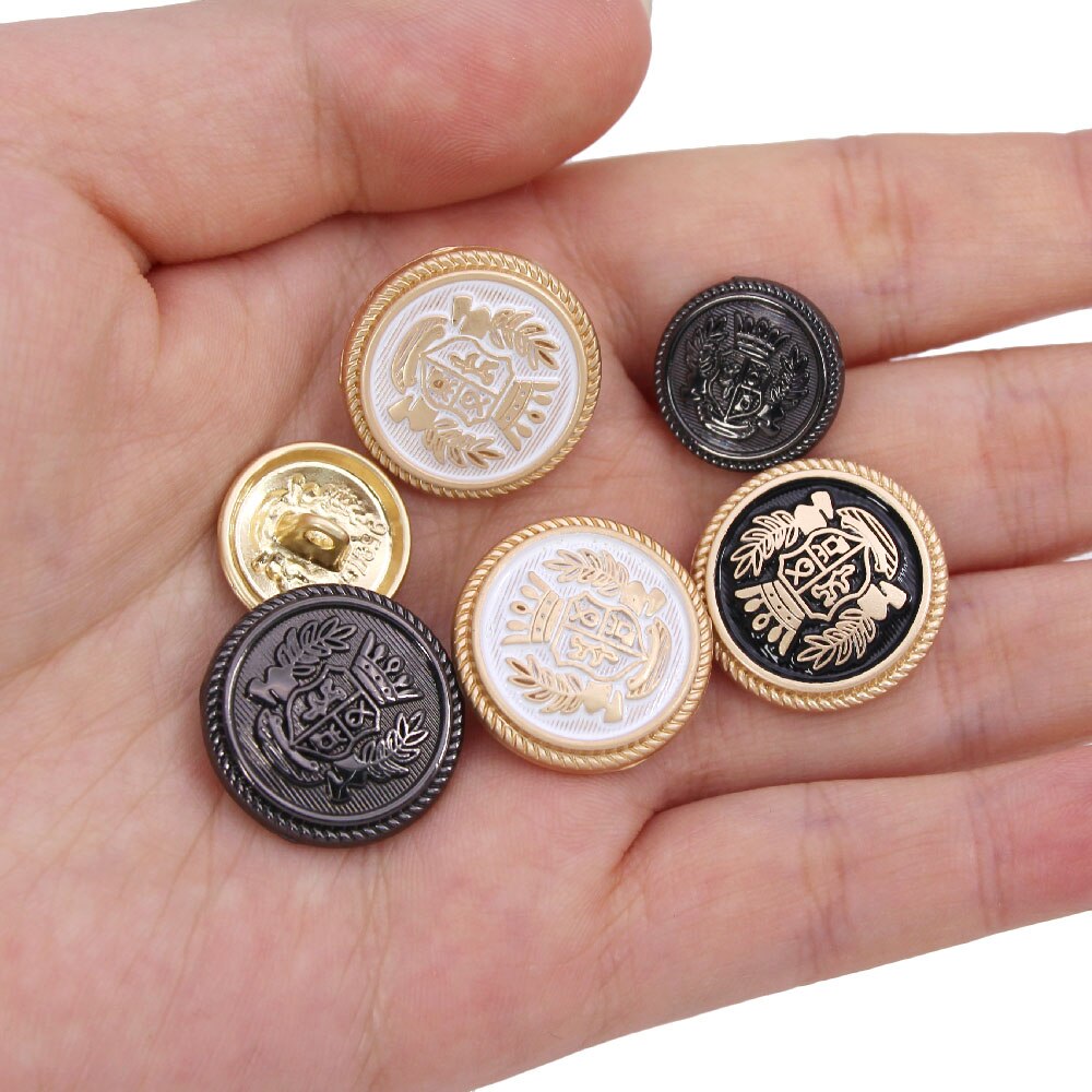 5 stuks metalen knoop ronde decoratieve knopen voor kleding diy jas blazer trui naai accessoires goud gouden knoop 15/20/25mm
