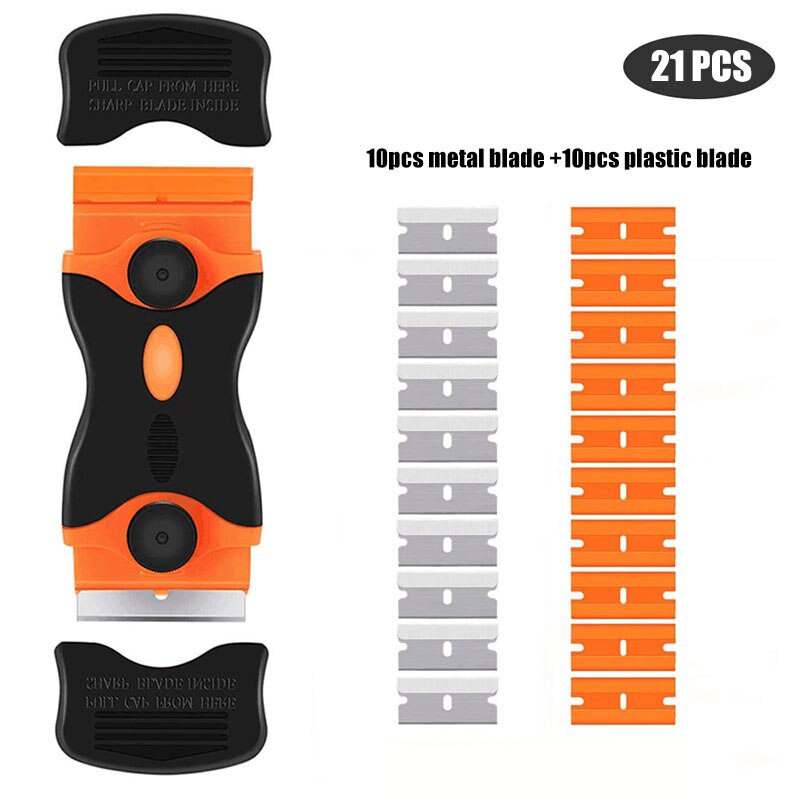 Portable And Replaceable Multifunctional Double-Sided Scraper With Plastic Handle Blade Combination Glass Cleaning